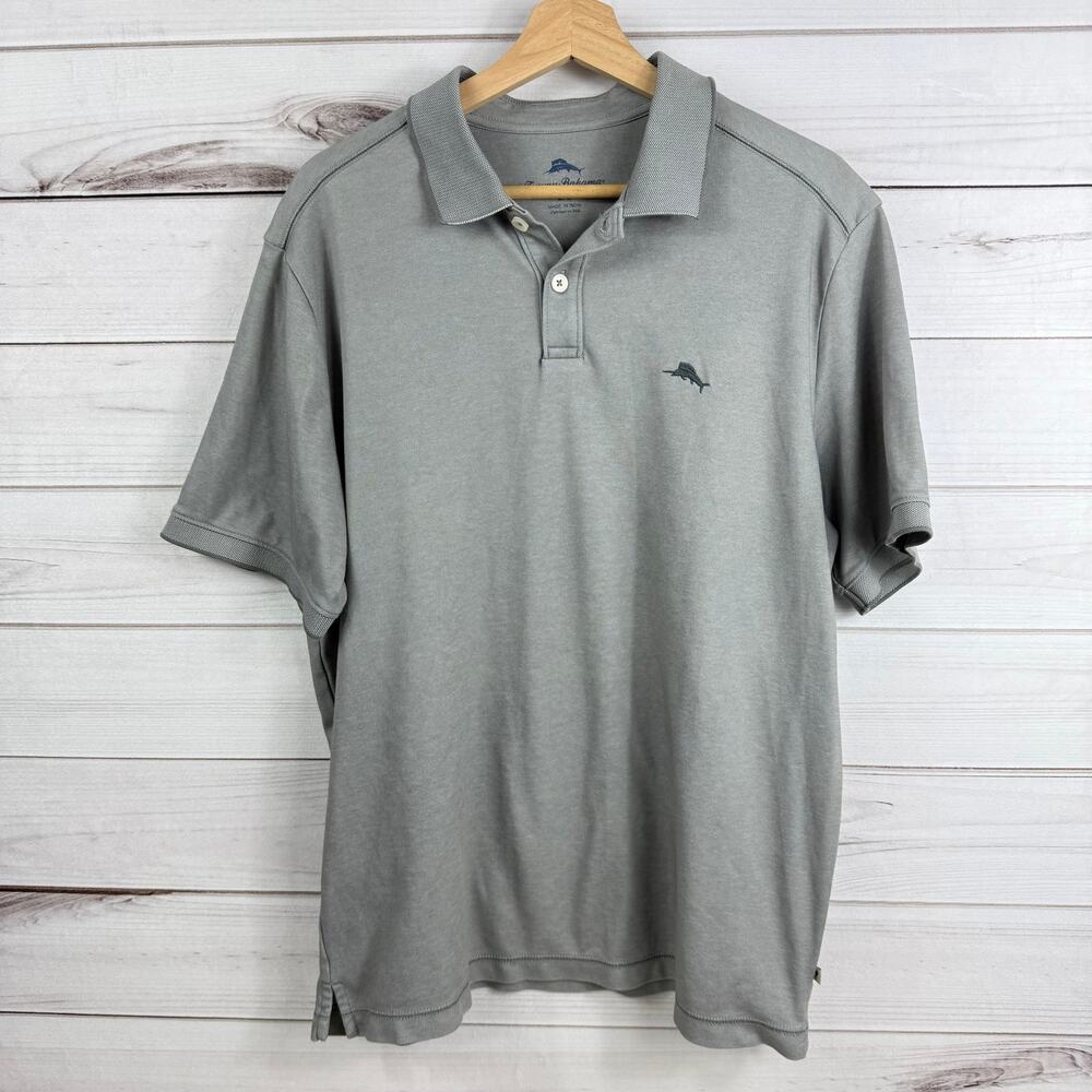 Tommy Bahama Men's Gray Short Sleeve Polo‎ Size Large